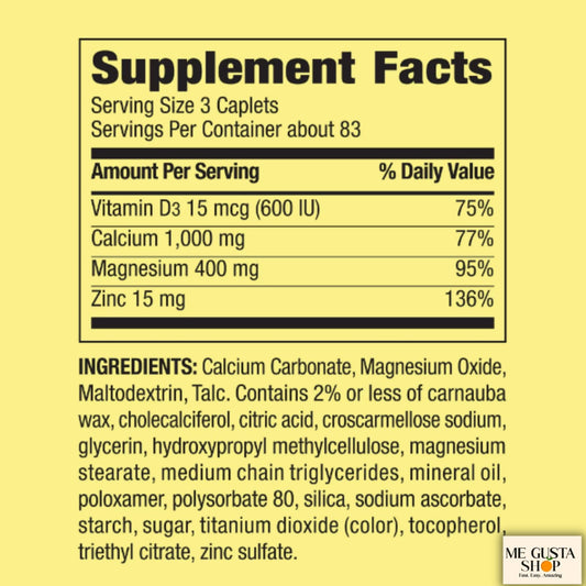 ME GUSTA Shop Spring Valley bottle back shows nutrition details at a glance