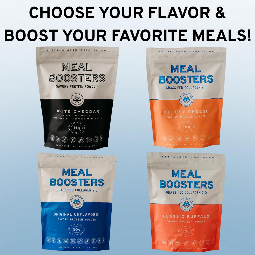 Meal Boosters Savory White Cheddar clean-label ingredients for keto compatibility.