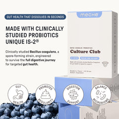 Meche Culture Club blueberry-flavored strip ready to dissolve for daily use