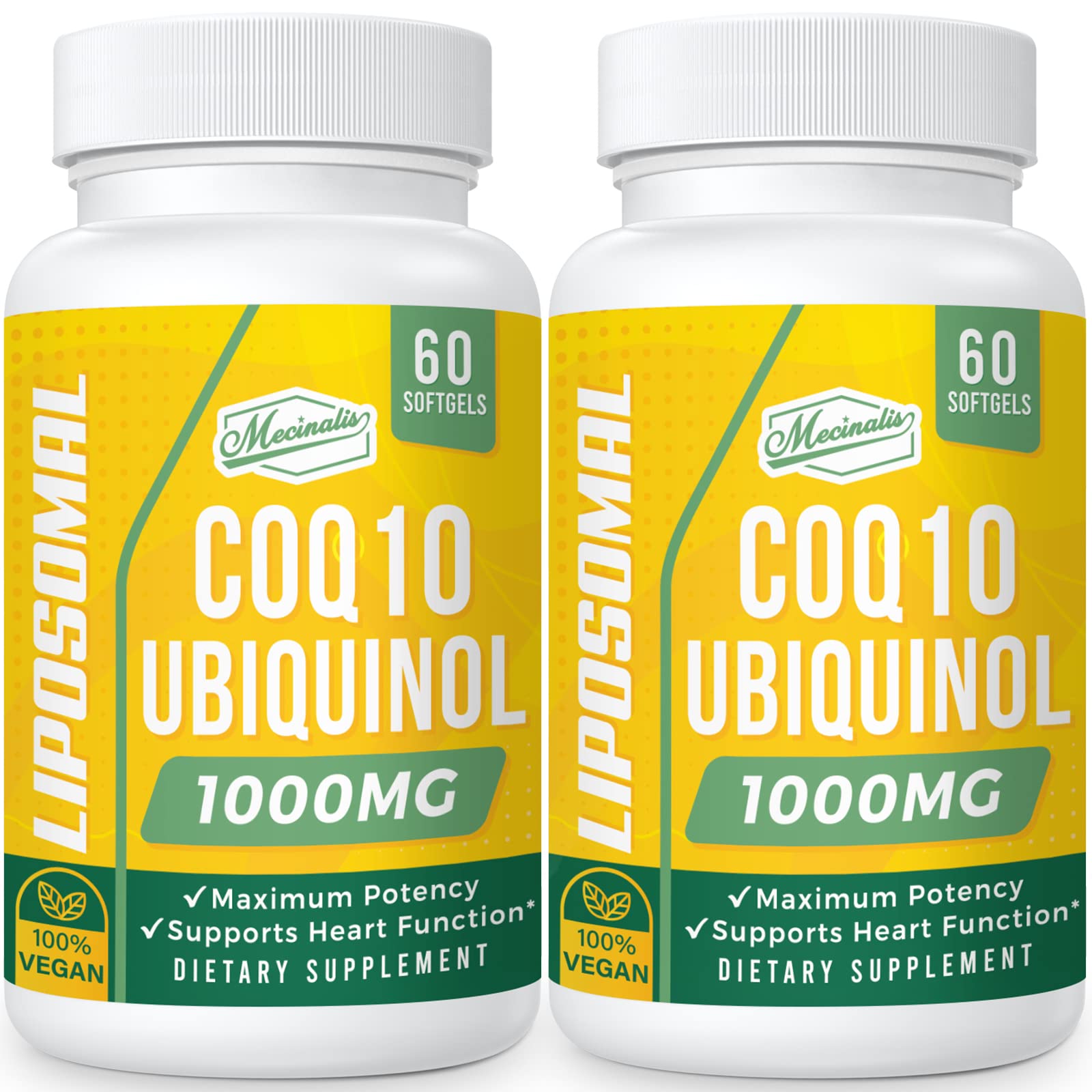 Mecinalis liposomal CoQ10 bottle front view for daily energy support.