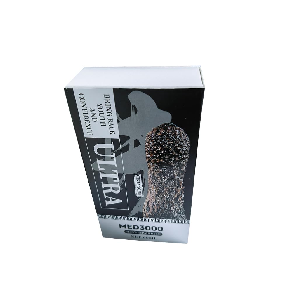 Med3000 Ultra Men's Repair Balm with Cistanche ingredient label highlights potential circulatory benefits.