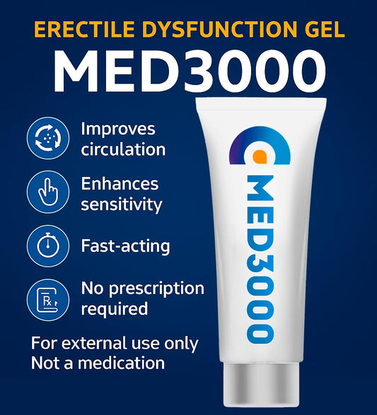 Med3000 ED cream application demonstrates easy, smooth topical use.