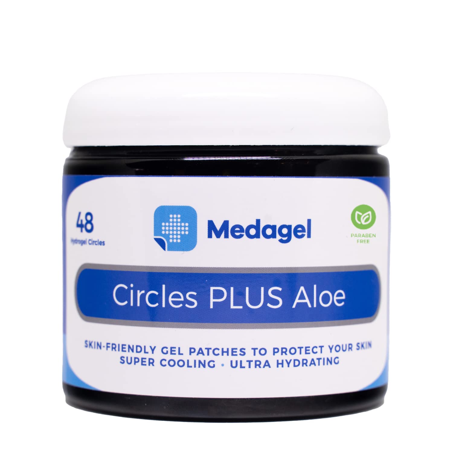 Medagel Circles Plus Aloe 3-inch patch on skin for instant cooling relief