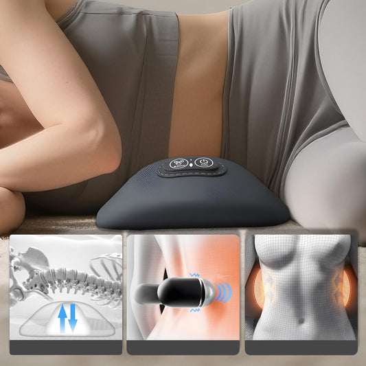 MEDAMOC lumbar support pillow with heat and vibration for targeted comfort.