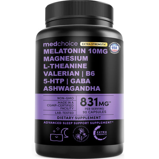 MEDCHOICE 12-in-1 melatonin sleep bottle with 90 capsules for restful nights