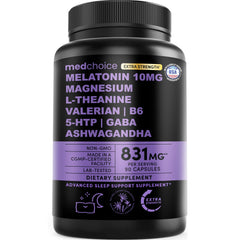 MEDCHOICE 12-in-1 melatonin sleep bottle with 90 capsules for restful nights