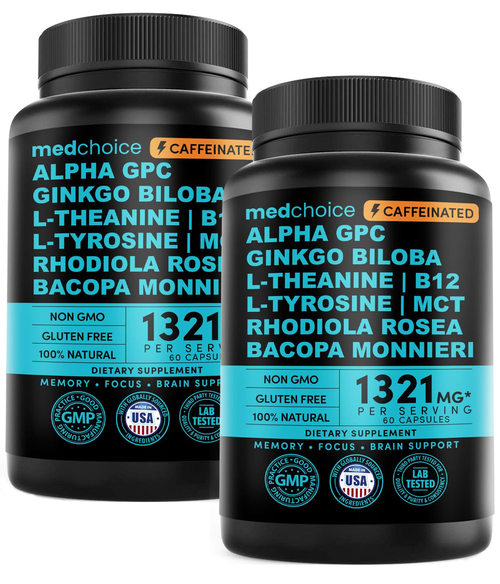 MEDCHOICE 12in1 nootropic caffeine bottle suggesting focus and daily mental performance