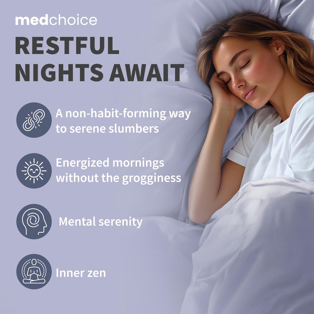 MEDCHOICE pack shot emphasizes a two-bottle set for ongoing sleep routines