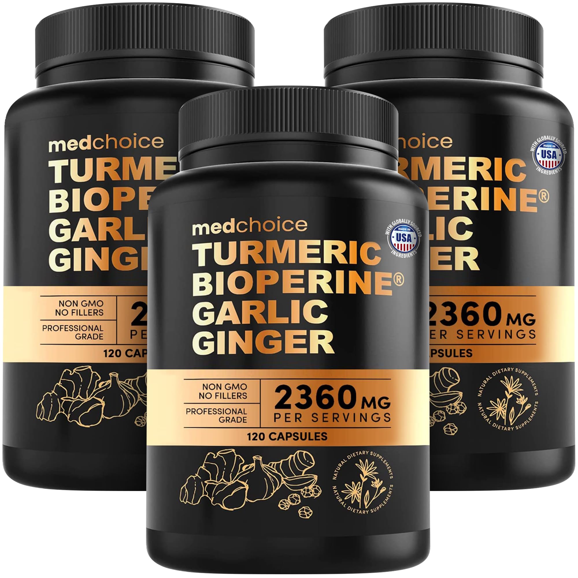 MEDCHOICE 4-in-1 turmeric-garlic bottle front supports daily wellness routine