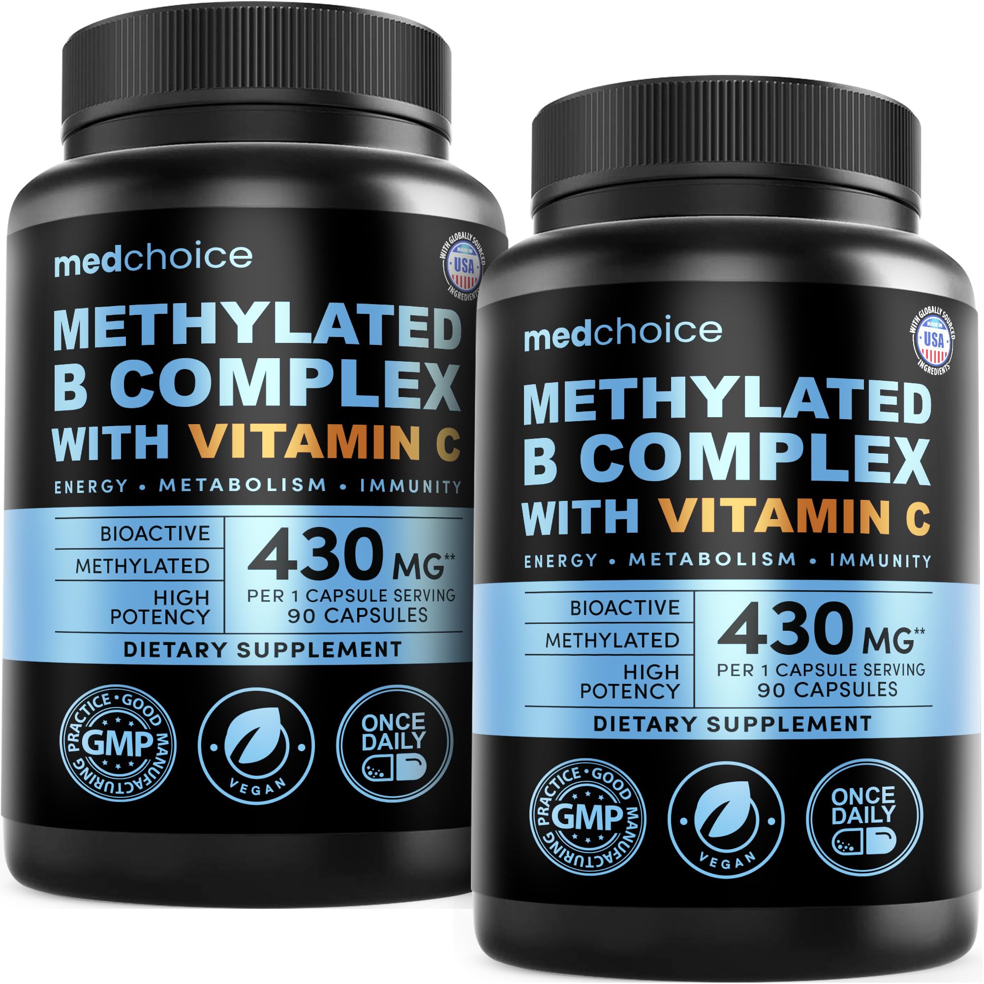 MEDCHOICE 9-in-1 B Complex bottle with capsules for daily energy support
