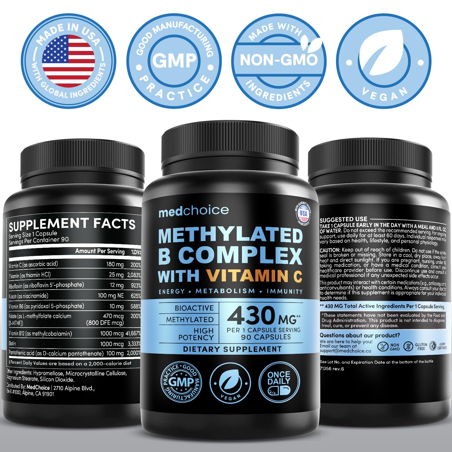 MEDCHOICE 9-in-1 B Complex two-bottle pack for ongoing daily support