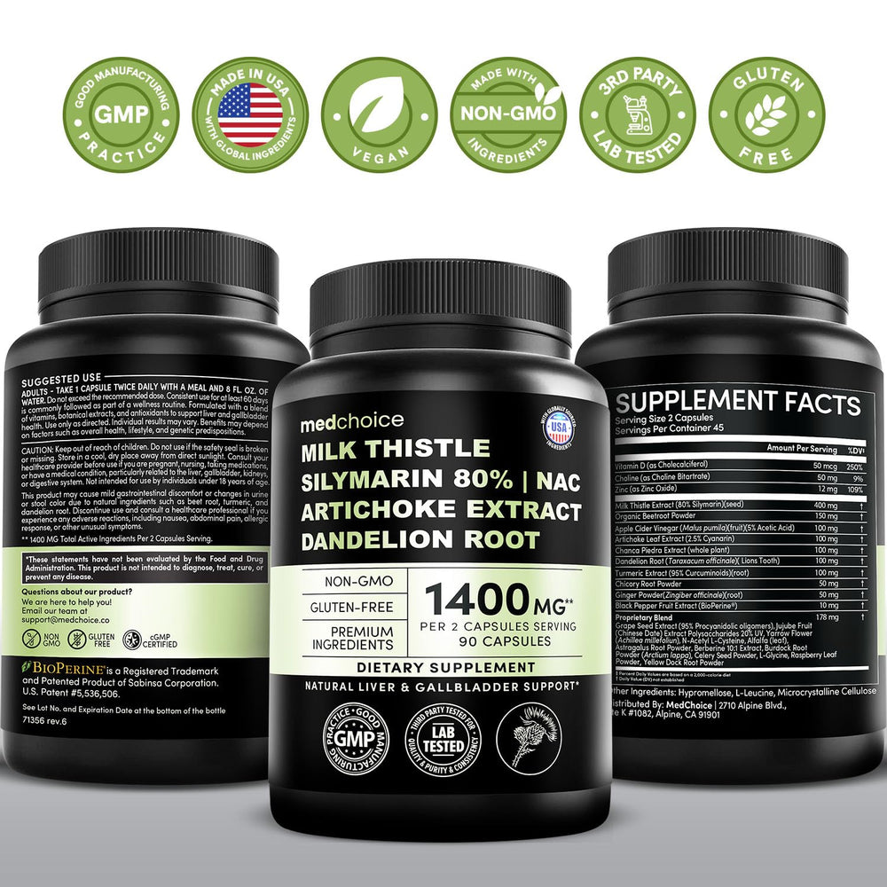 MEDCHOICE clean label banner highlighting toxin-free, vegan formula.