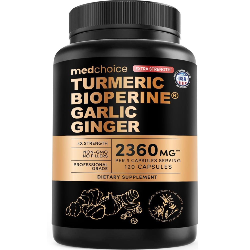 MEDCHOICE extra-strength turmeric capsules in bottle front for daily wellness support