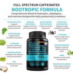 MEDCHOICE ginkgo biloba formula label communicates targeted cognitive support benefits