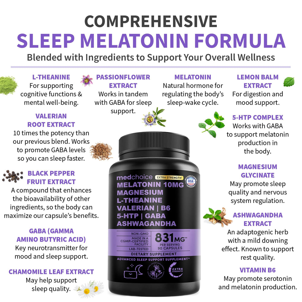 MEDCHOICE magnesium glycinate ingredient label highlighting sleep support.