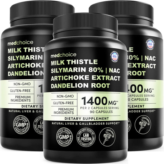 MEDCHOICE milk-thistle bottle for gentle liver support and daily wellness.