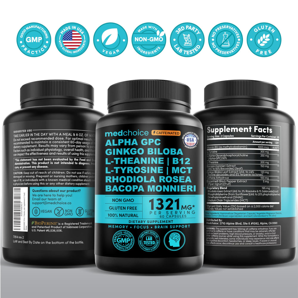 MEDCHOICE nootropic bottle for daily routine suggests sustained mental clarity over time