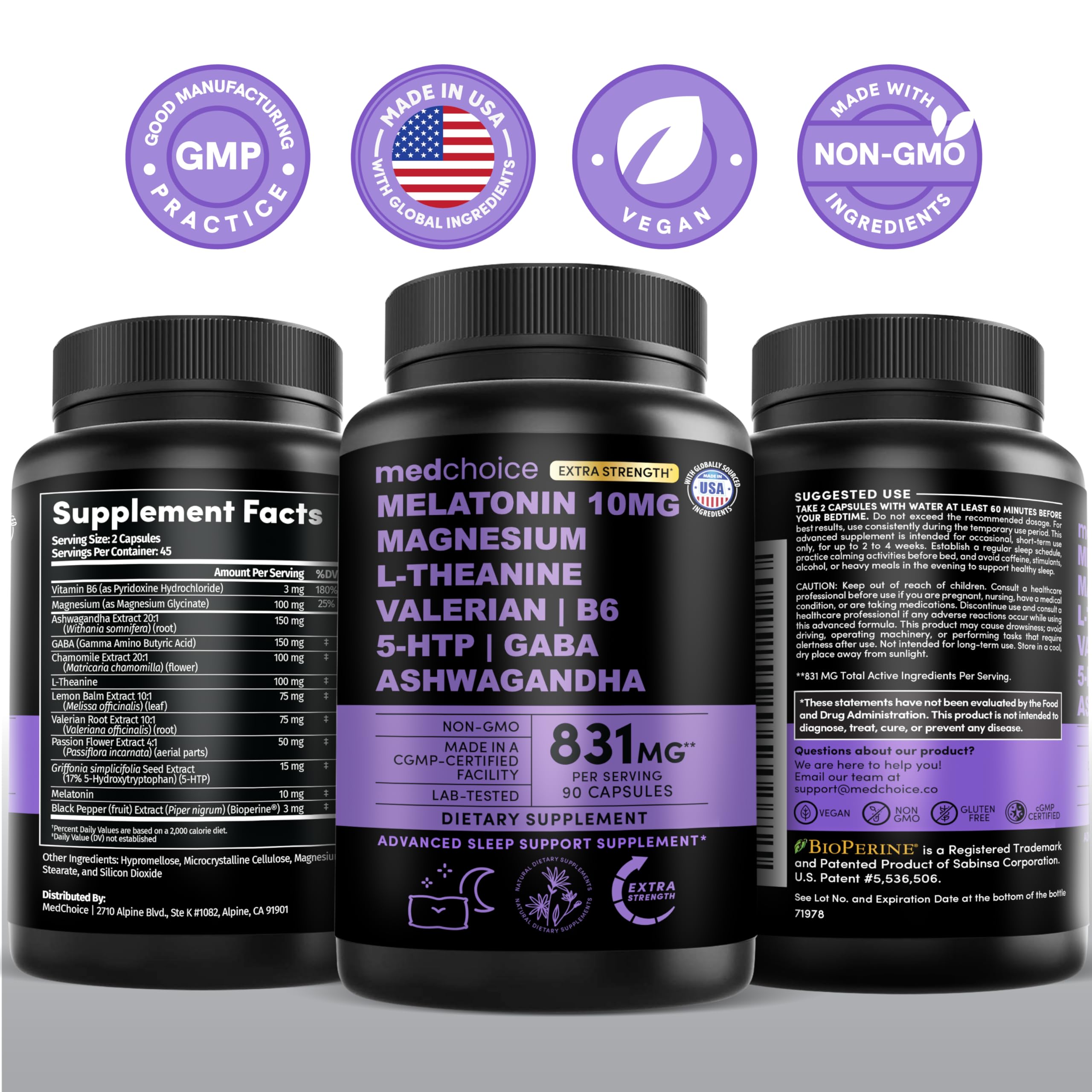MEDCHOICE vegan melatonin supports night-time rest naturally