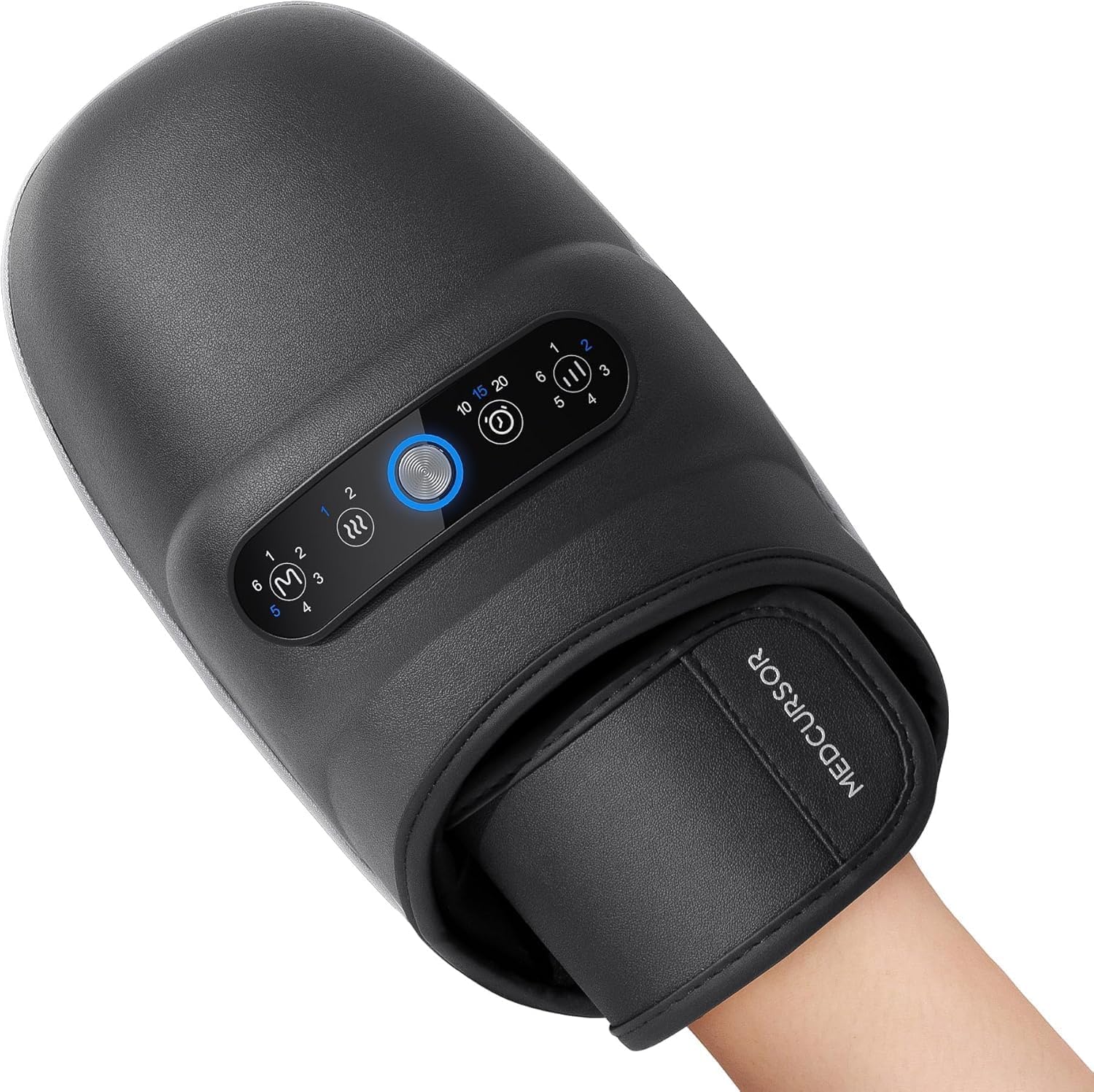 Medcursor cordless hand massager front view for compact relief on the go.