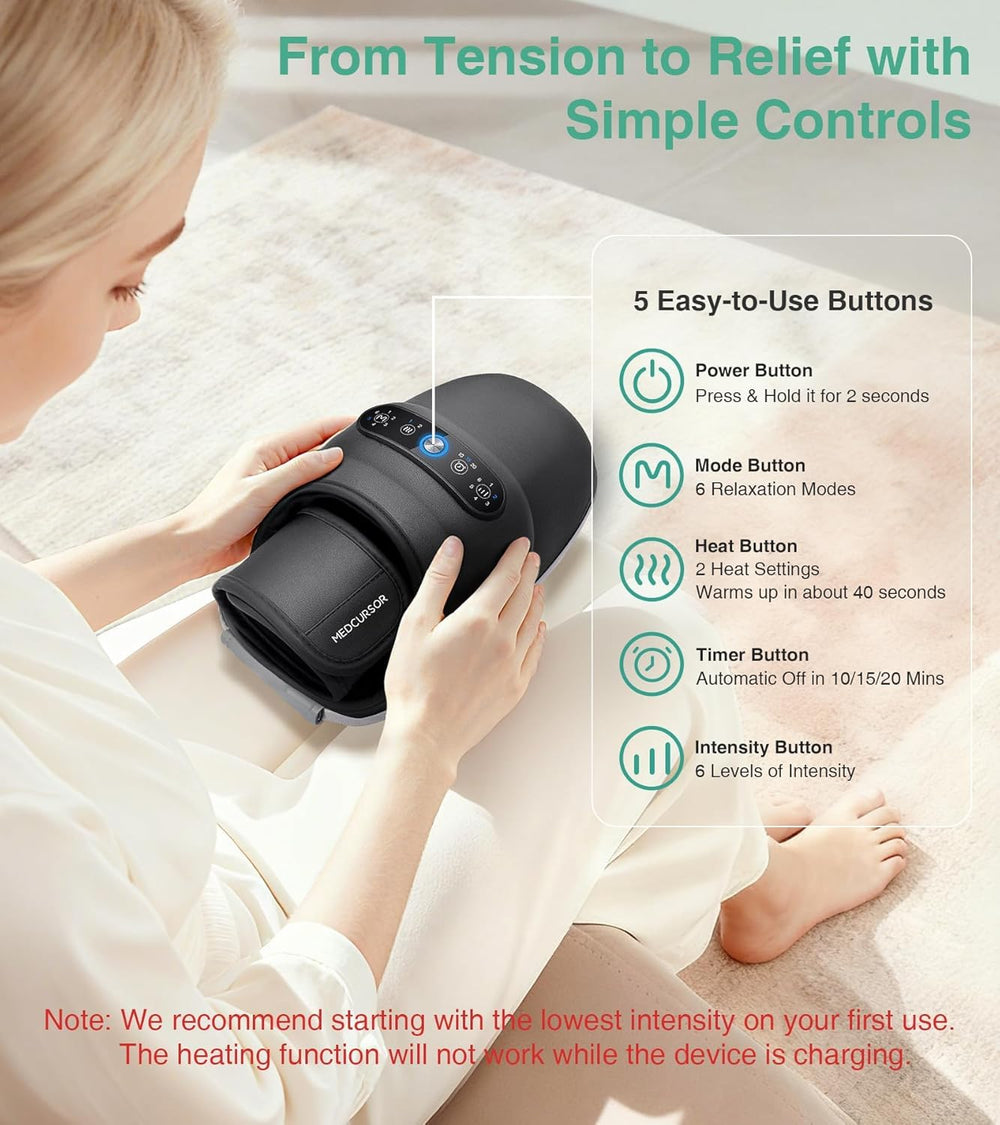 Medcursor cordless hand massager side view highlights ergonomic design.