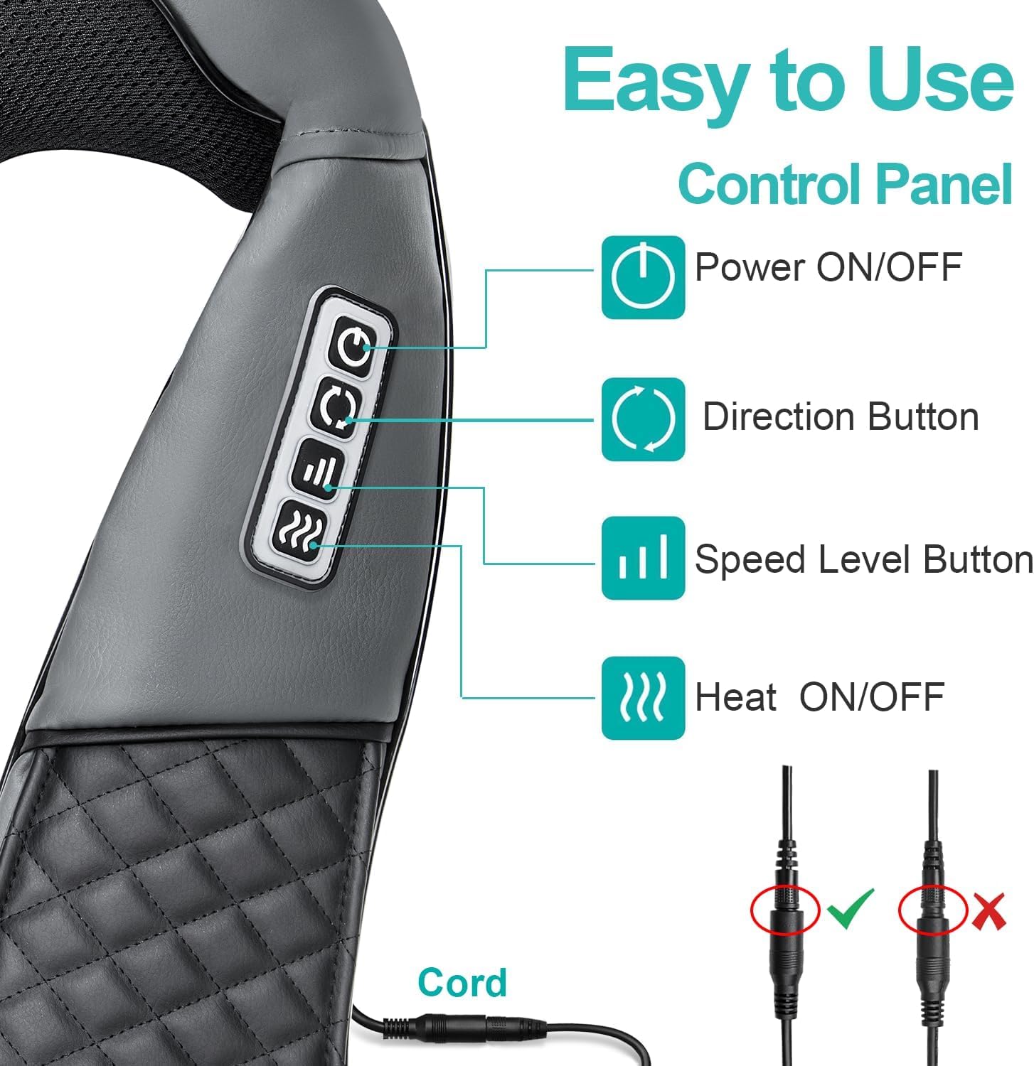 Medcursor Neck Massager three-speed controls offer customizable pressure