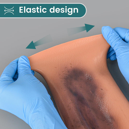 MedEduQuest bruise wound sleeve provides authentic coloration for bruise management training scenarios.