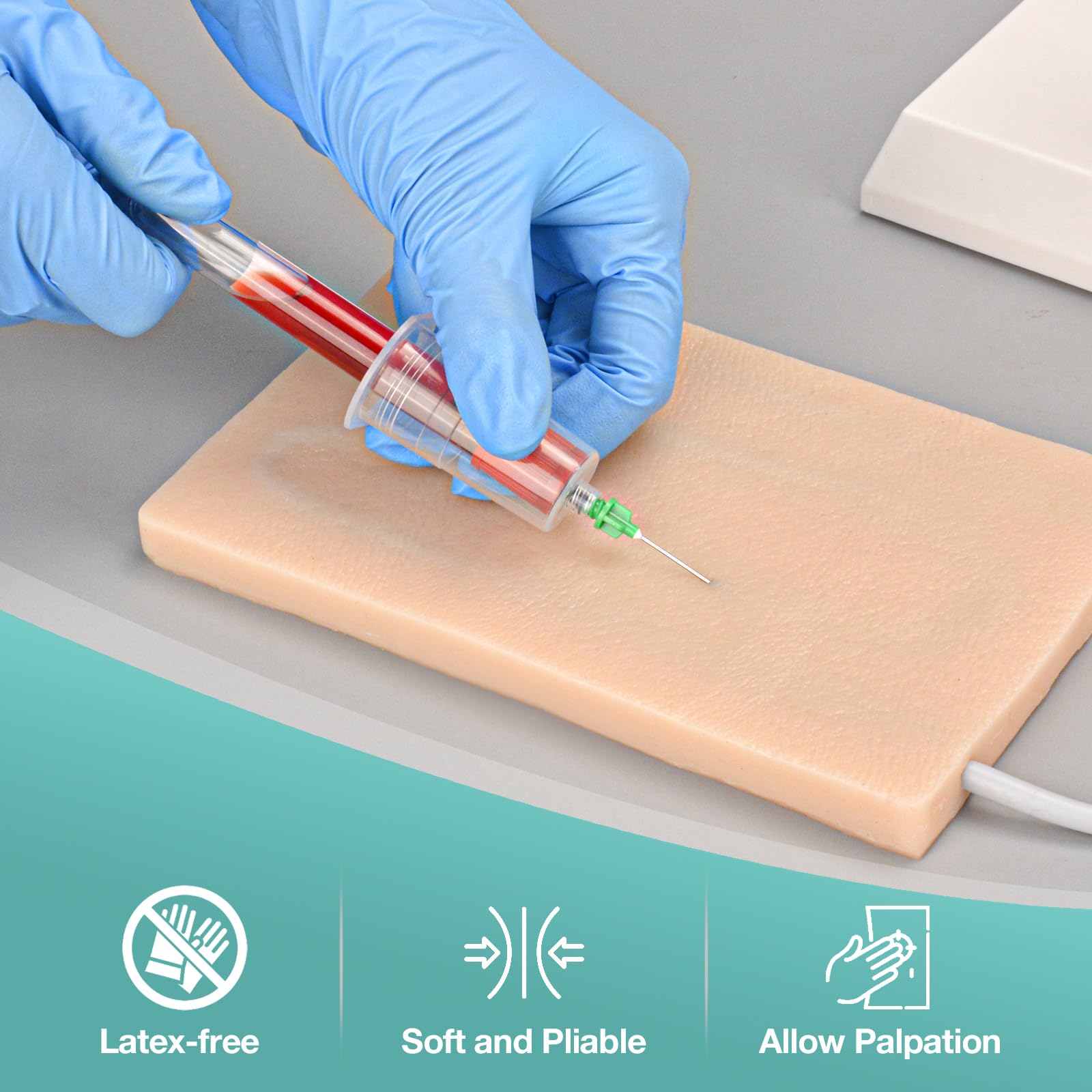 MedEduQuest simulated skin texture for believable venipuncture drills