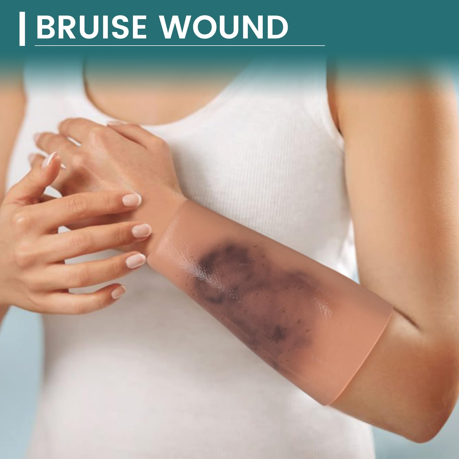 MedEduQuest training sleeve closeup highlights flexible material for comfortable practice.