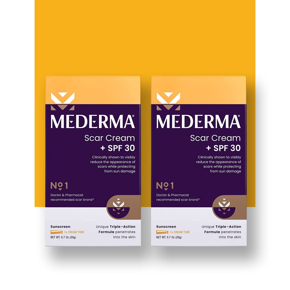 Mederma Scar Cream Plus SPF 30 bottle front shows sun protection for scar care
