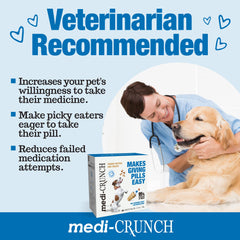 Medi-Crunch mess-free pill time reduces sticky cleanup.