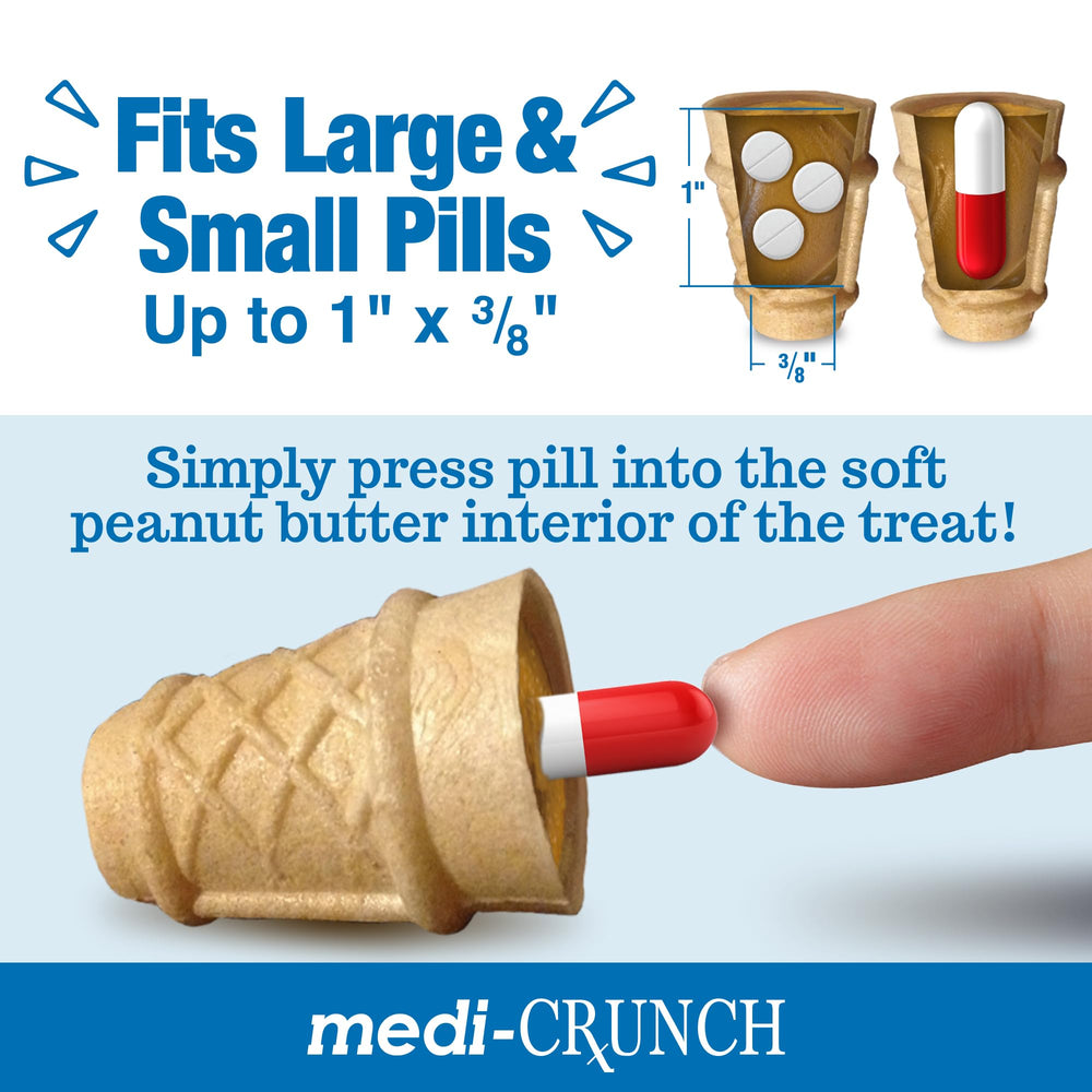 Medi-Crunch real-peanut-butter-filling masks pill odors for dogs.