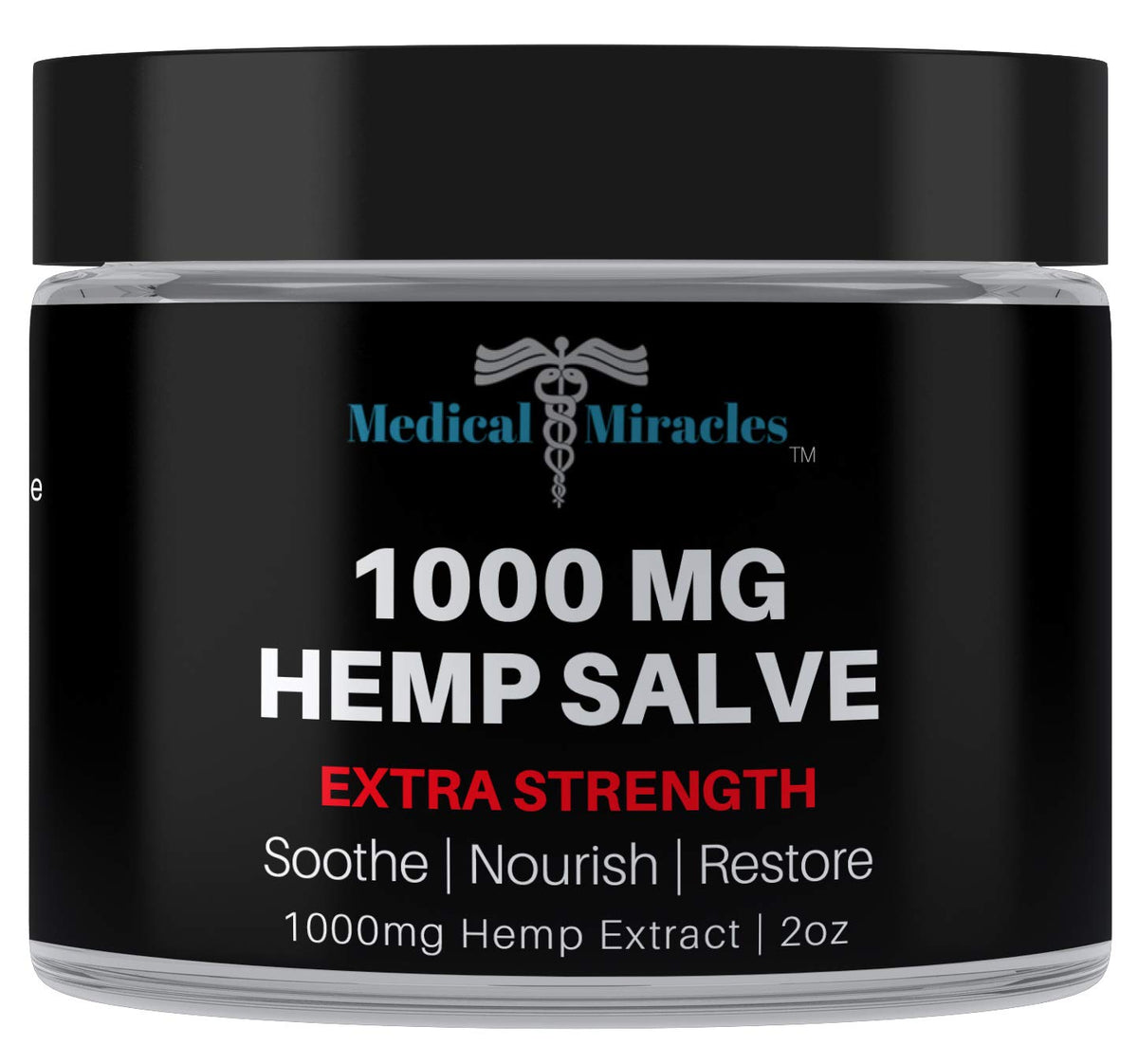 Medical Miracles hemp 1000mg salve packaging showcases American-made quality.