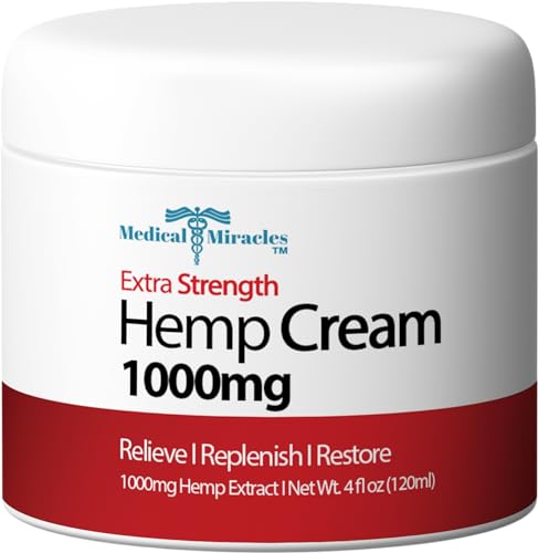 Medical Miracles Hemp Cream bottle, 4oz, for daily skin hydration.