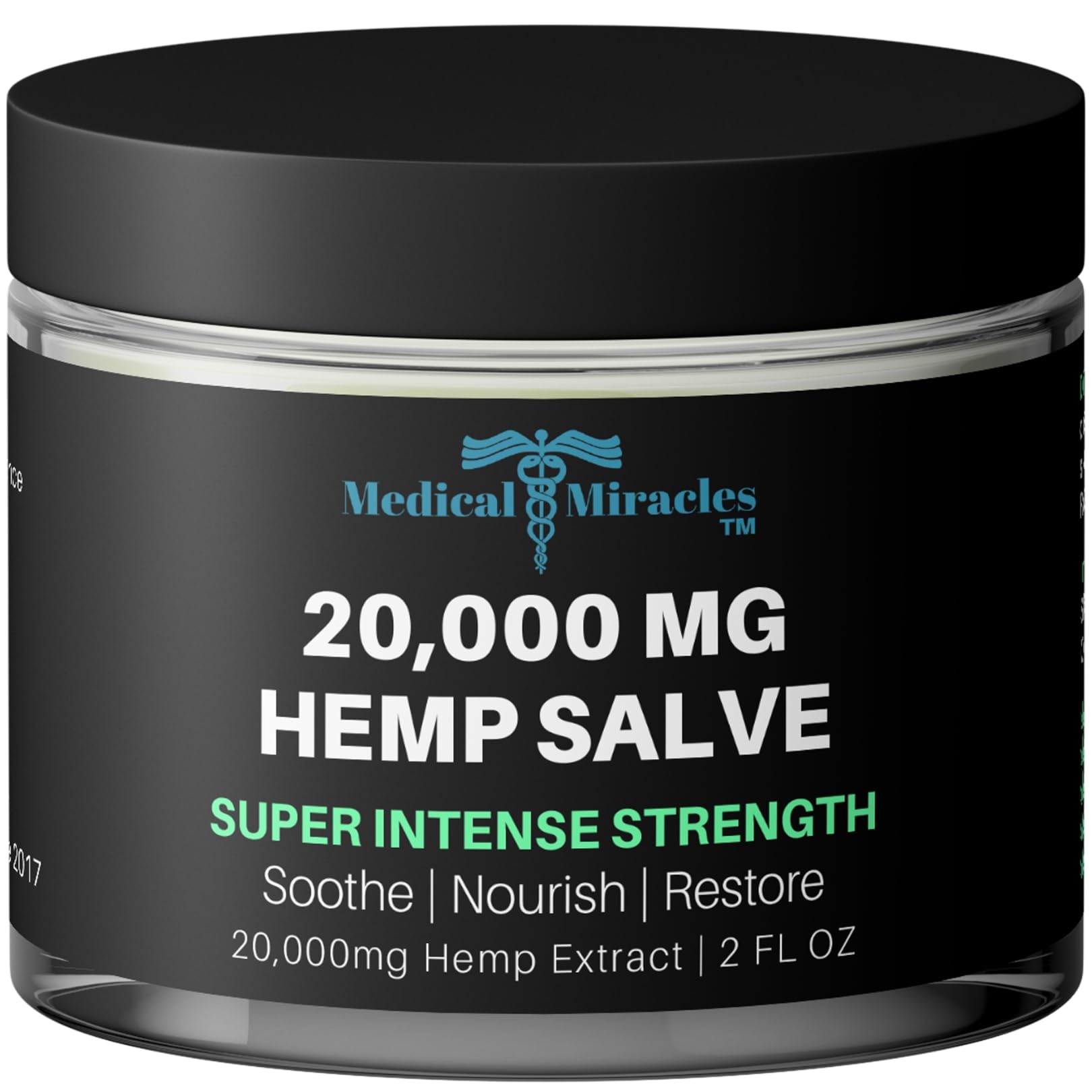 Medical Miracles hemp salve 20000mg bottle on counter for targeted joint support.
