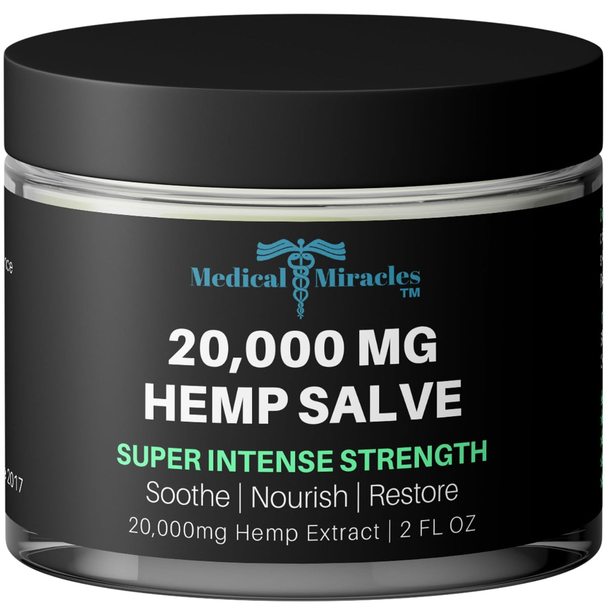 Medical Miracles hemp salve 20000mg bottle on counter for targeted joint support.