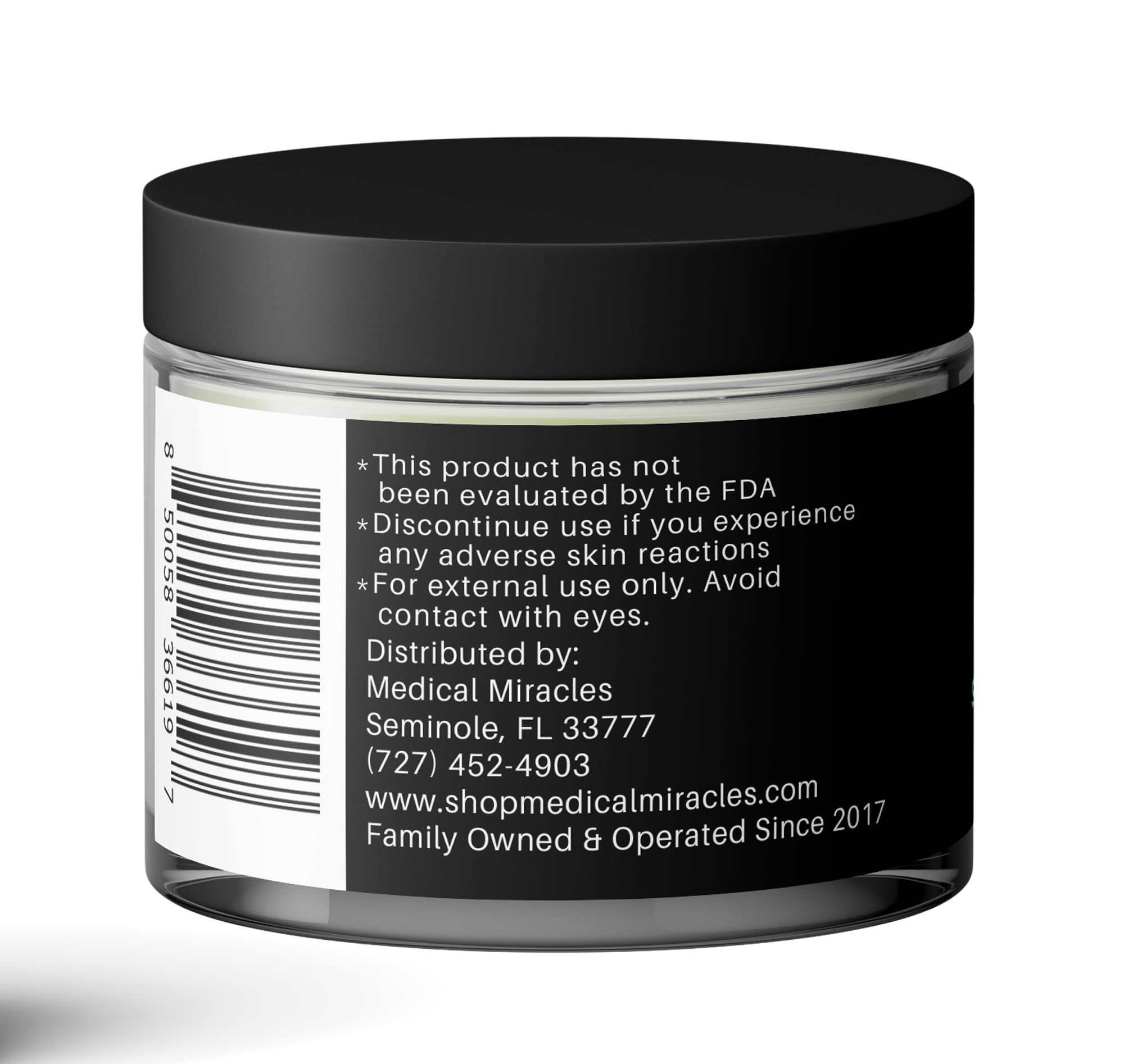Medical Miracles hemp salve label closeup highlighting 20000mg potency.