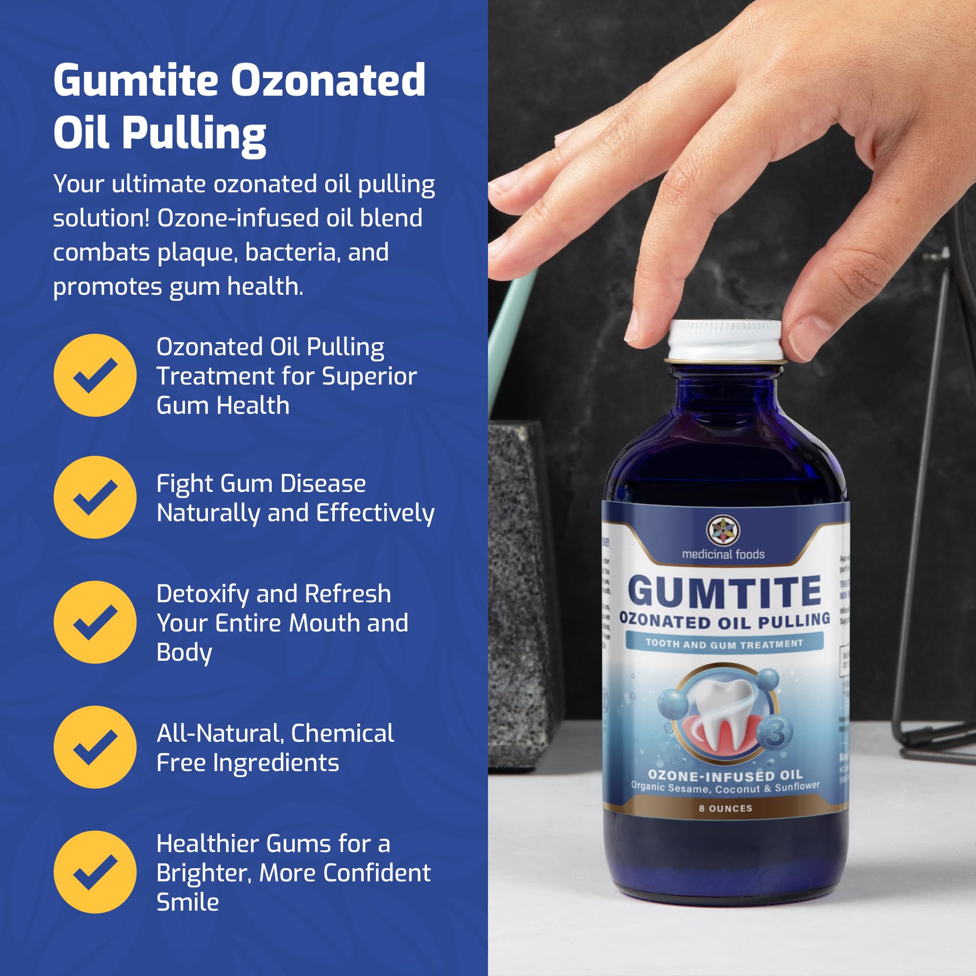Medicinal Foods Gumtite promotes healthy gums with ozone-infused oil
