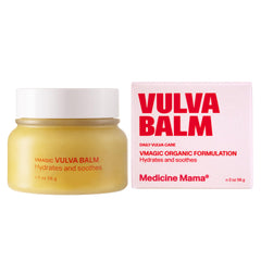 Medicine Mama's VMAGIC balm jar closeup for soothing intimate skin care.