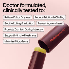 VMAGIC Lips Stick application close-up showing smooth texture for soothing delicate vulvar skin.