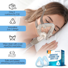 MEDICOLOR AirFit F20 cushion with sponge layer for pressure relief.