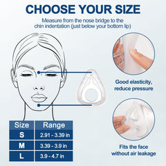 MEDICOLOR Airfit F20 Large size chart helps users choose the correct fit.