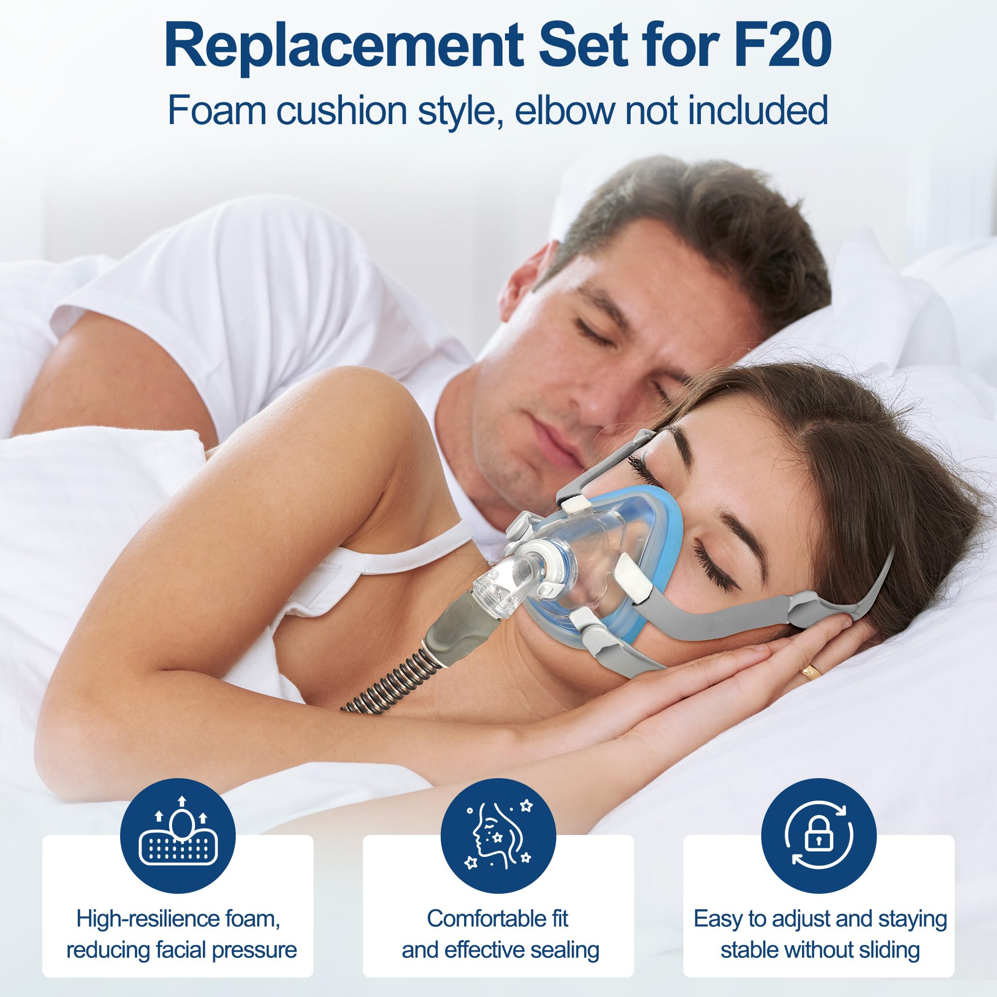 MEDICOLOR AirTouch F20 blue foam cushion offers soft contouring and comfort.