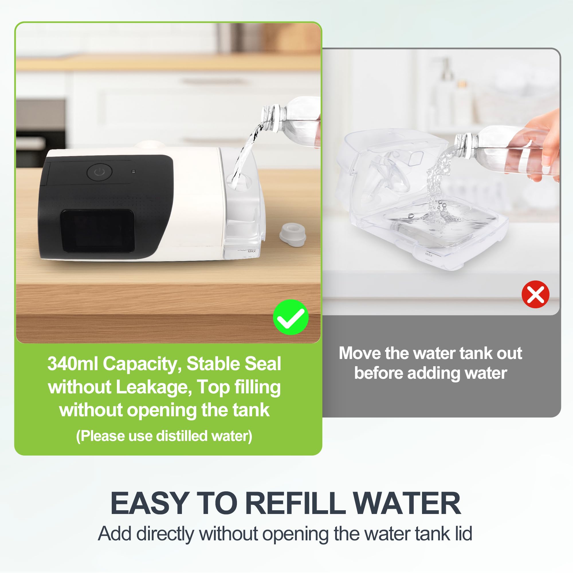 Leak-resistant gasket ensures reliable humidification without leaks during use