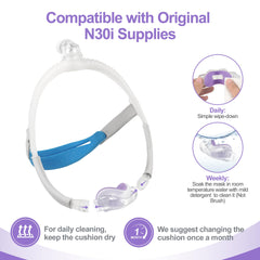 Easy installation of MEDICOLOR N30i cushion into your mask frame.
