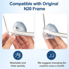 MEDICOLOR nasal cushion N20 easy-clean feature supports quick care routines.