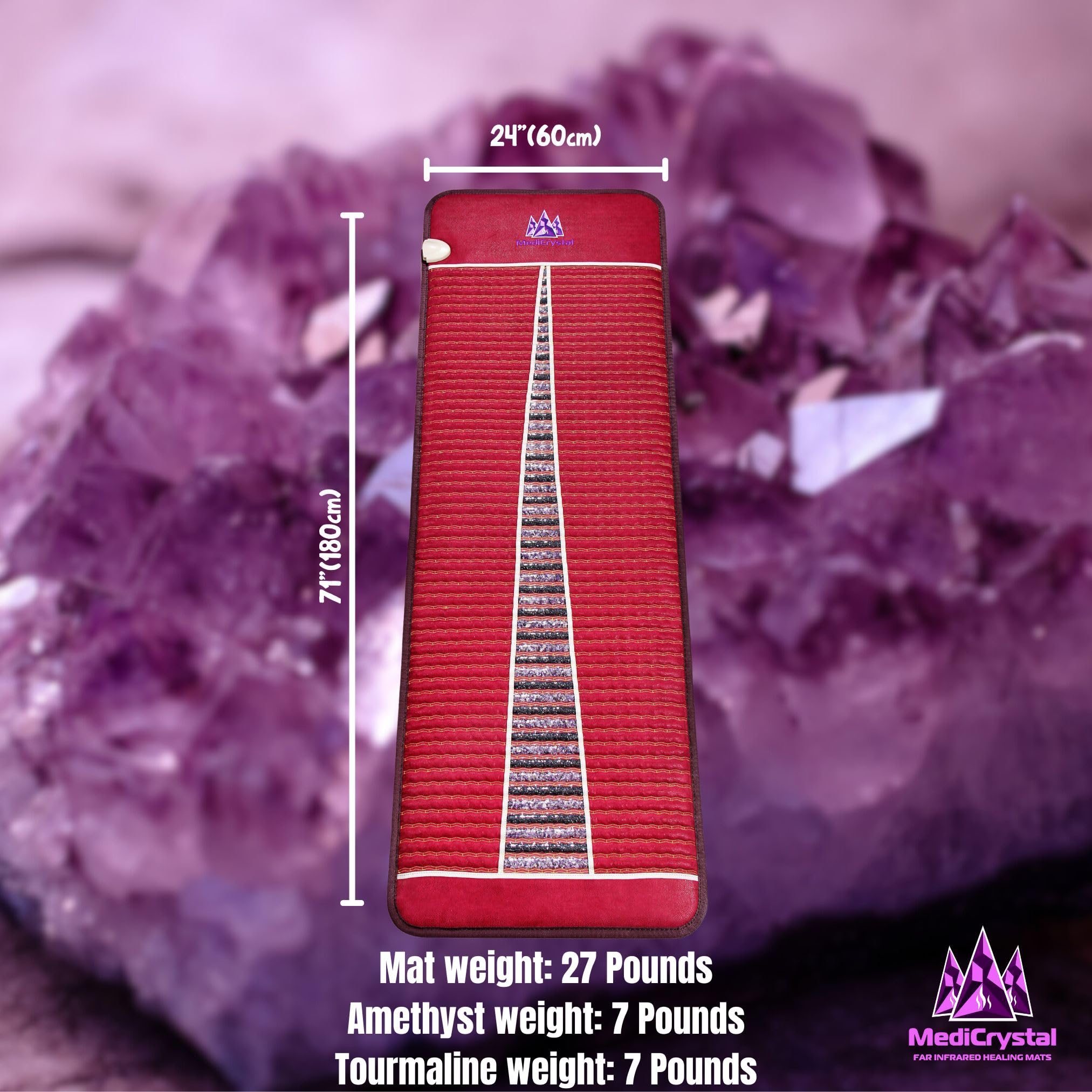 MediCrystal amethyst and tourmaline crystals close-up highlighting natural shine.