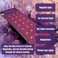 MediCrystal purple suede cover close-up signaling premium comfort and easy cleaning.