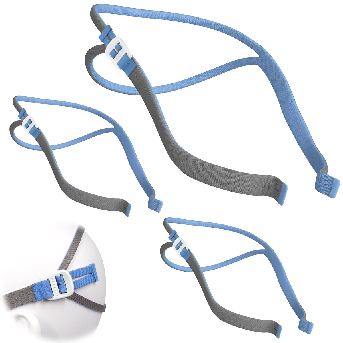 Medihealer CPAP headgear with adjustable buckle for a secure, customizable fit.