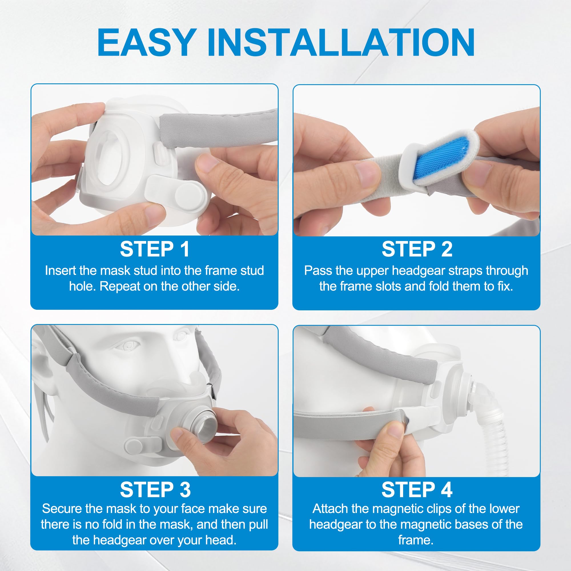 Medihealer F40 headgear easy assembly and replacement save time in nightly routines.