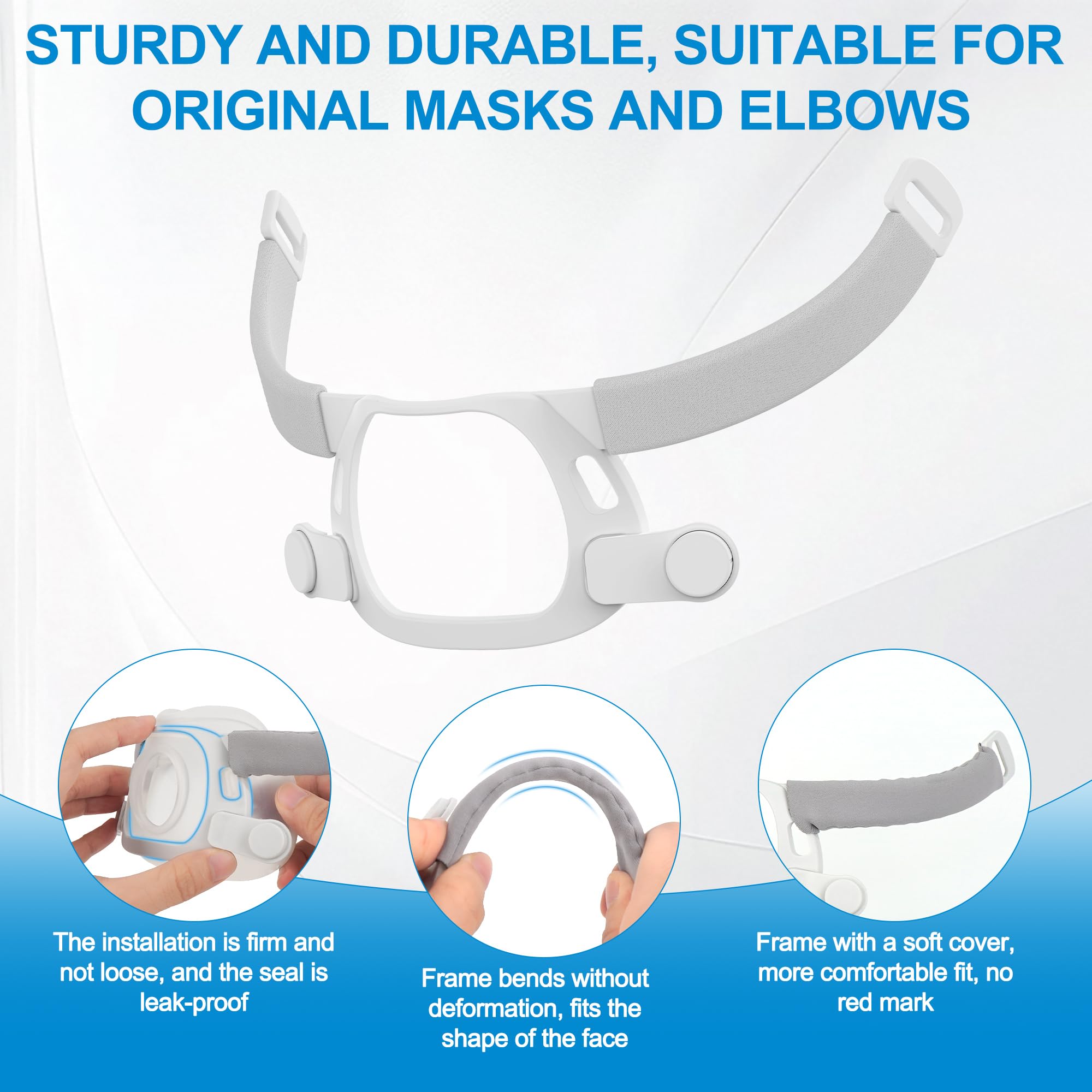 Soft, moisture-wicking headgear reduces skin irritation during long CPAP use.
